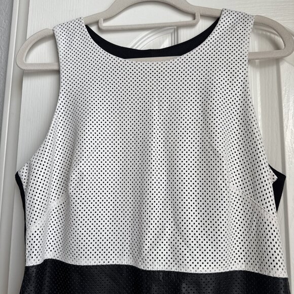 Bailey 44 Leather Mini Dress Lined Black & White Sleeveless Women's Large - Picture 3 of 6